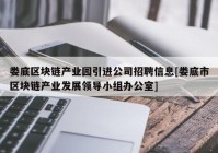 娄底区块链产业园引进公司招聘信息[娄底市区块链产业发展领导小组办公室]